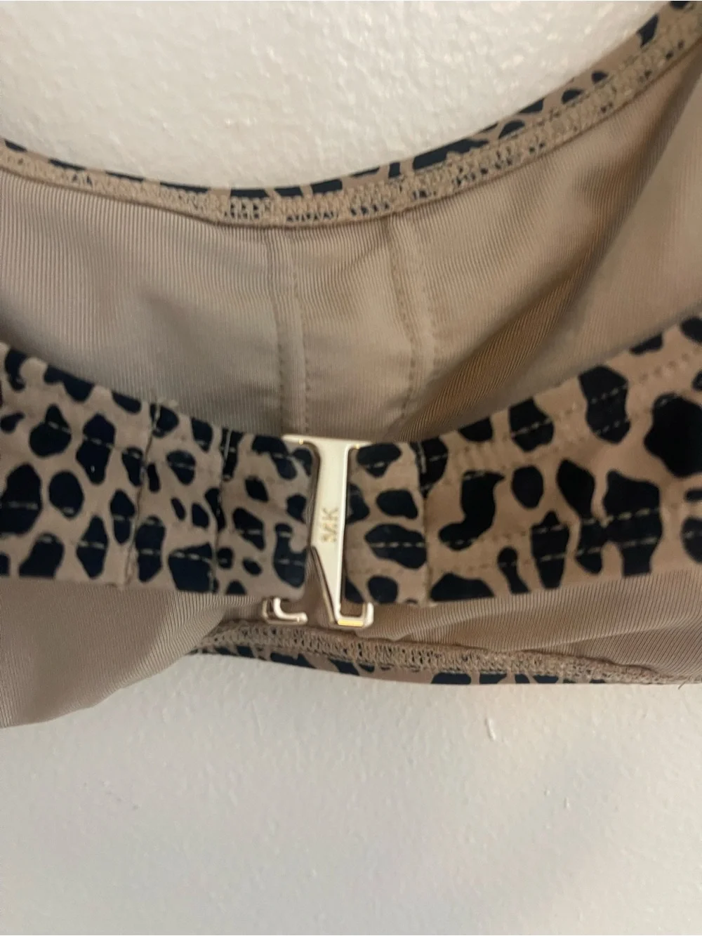 Michael Kors Leopard Print Cheetah Bikini Swim Top Gold Rings Size Medium